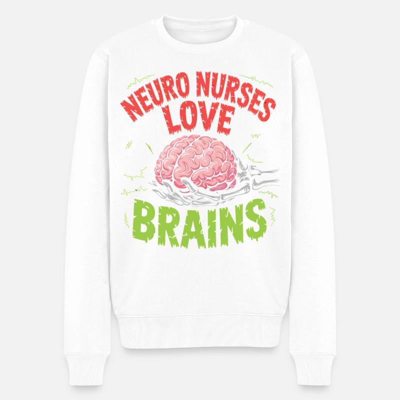 Neuro Nurses Love Brains - Männer Premium Bio Pullover - Weiß