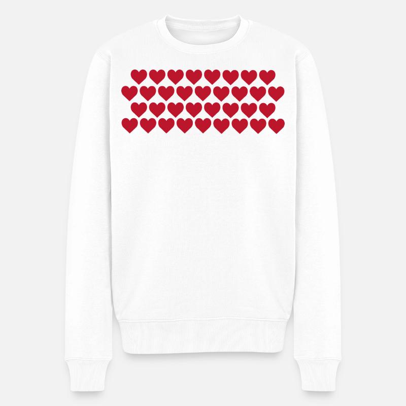 Rote Herzen - Männer Premium Bio Pullover - Weiß