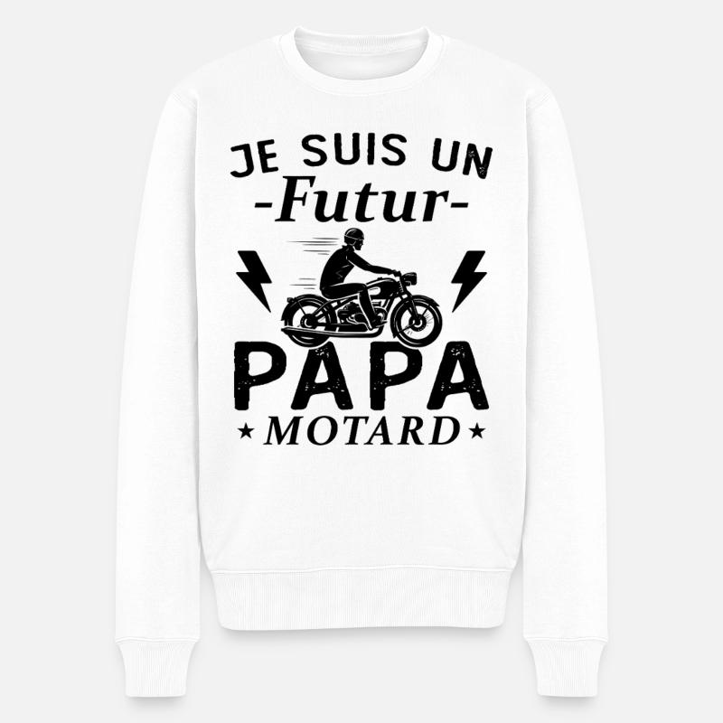 Ich bin ein werdender Biker-Vater - Männer Premium Bio Pullover - Weiß