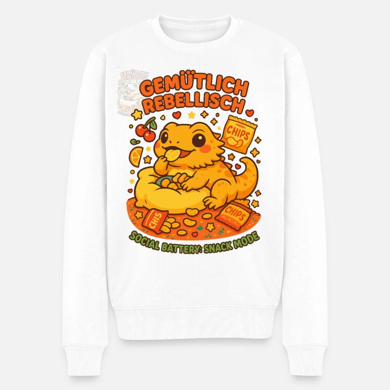 gemütlich rebellisch shirt, snack mode - Männer Premium Bio Pullover - Weiß