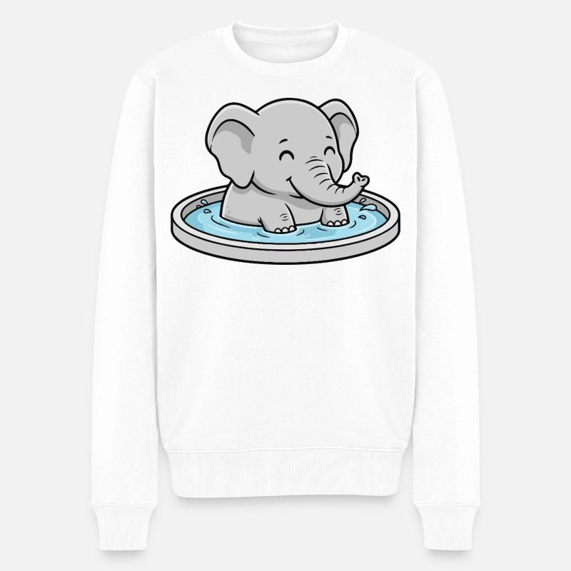Elefant im Planschbecken - Männer Premium Bio Pullover - Weiß