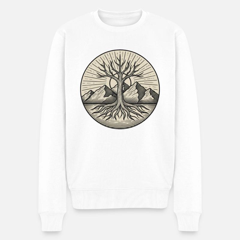 Baum des Lebens - Männer Premium Bio Pullover - Weiß