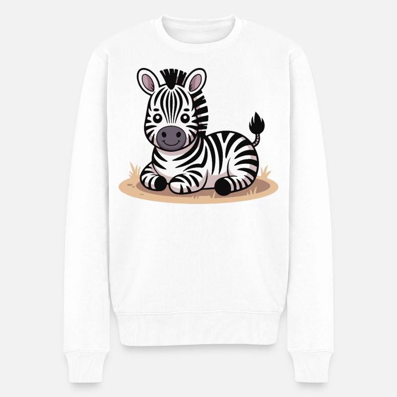 Kuscheliges Zebra Baby Motiv - Männer Premium Bio Pullover - Weiß