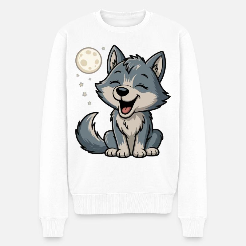 Mondlicht Wolfchen Kuschel - Männer Premium Bio Pullover - Weiß