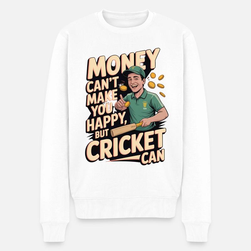Drôle de cricket : Jeu de cricket vintage - Pull Premium bio Homme - blanc