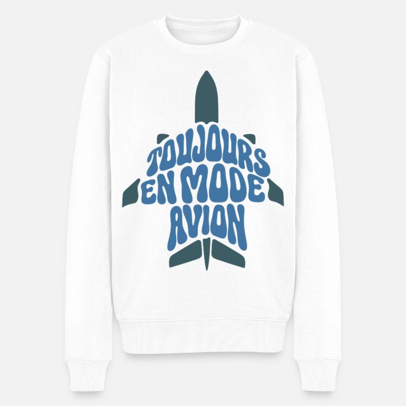 FLUGZEUGMODUS – lass uns reden. - Männer Premium Bio Pullover - Weiß