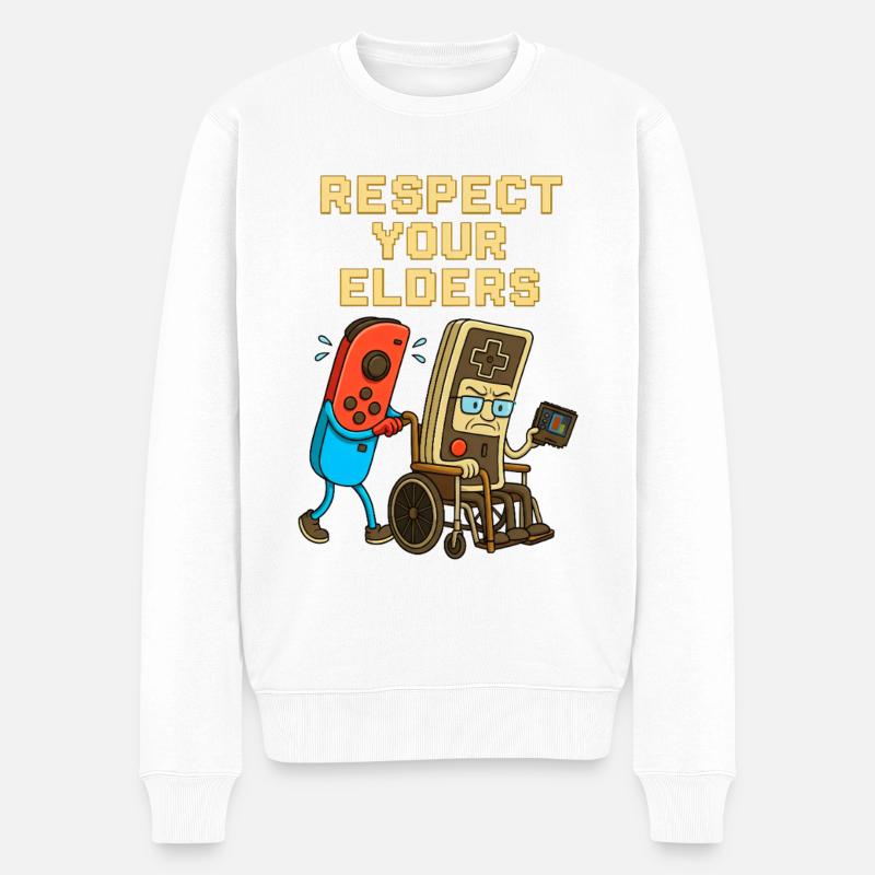 Respect Your Elders Gaming Control Rétro - Pull Premium bio Homme - blanc