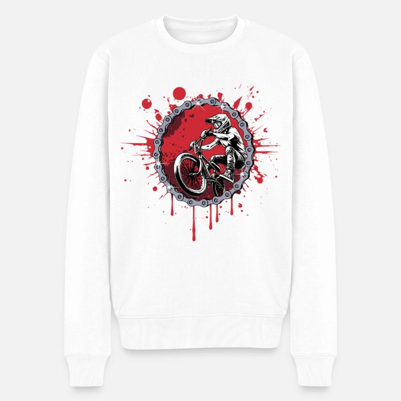 Saut BMX à travers une chaîne - Pull Premium bio Homme - blanc