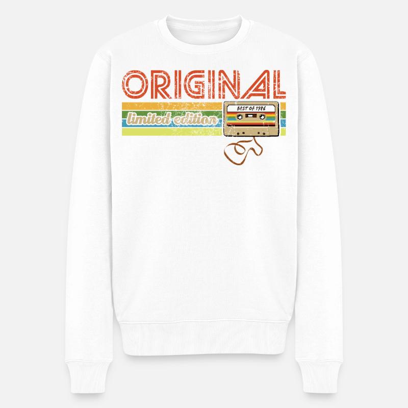Original 1986 Limited Edition - Kassette - Männer Premium Bio Pullover - Weiß