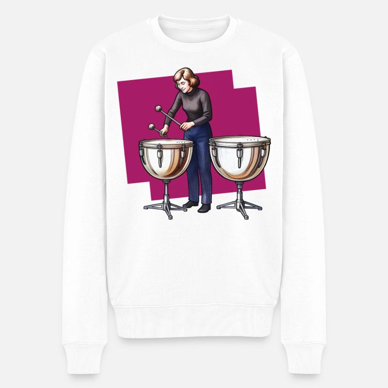 SCHLAGZEUGER #2 – Klang & Bild - Männer Premium Bio Pullover - Weiß