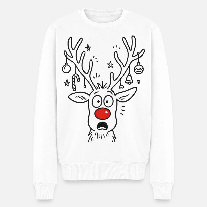 Weihnachten Rudolph - Rentier Elch Santa Claus - Männer Premium Bio Pullover - Weiß