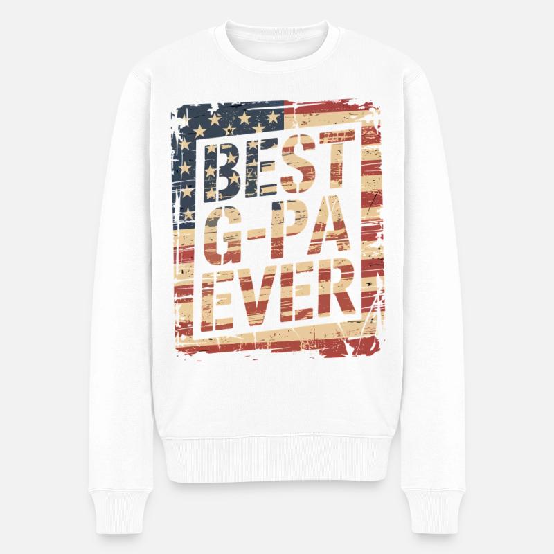 Best Grandpa Ever Flag - Männer Premium Bio Pullover - Weiß