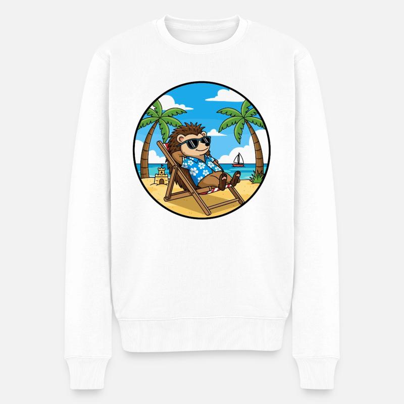 Coole Hedgehog Beach Vacation Summer Vibes - Männer Premium Bio Pullover - Weiß