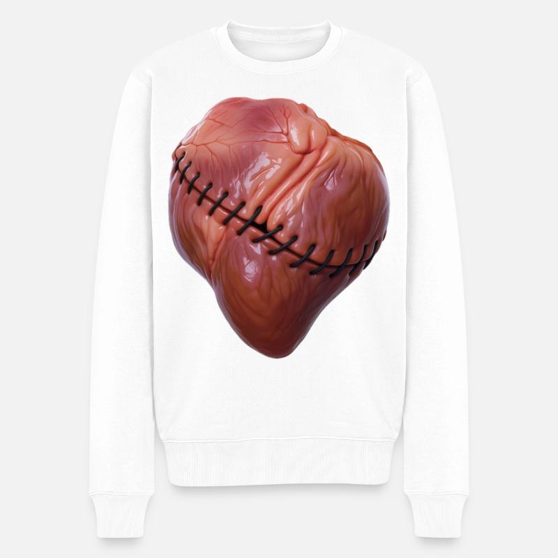 GEBROCHENES HERZ #2 – Frieden & Liebe - Männer Premium Bio Pullover - Weiß