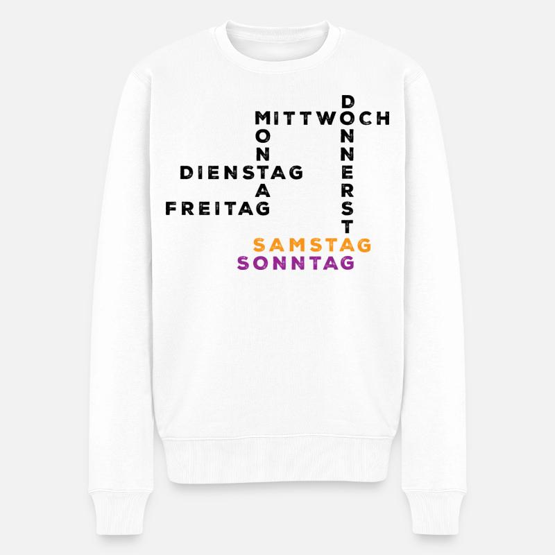 Wochentage Übersicht - Männer Premium Bio Pullover - Weiß