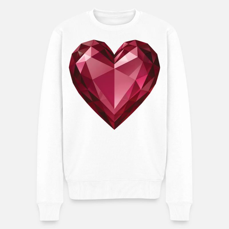 RUBY HEART - peace & love - Pull Premium bio Homme - blanc