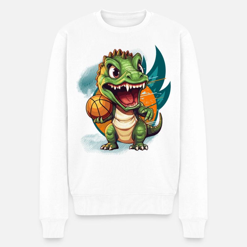 Joueur de basket-ball Dinosaur T-Rex - Pull Premium bio Homme - blanc