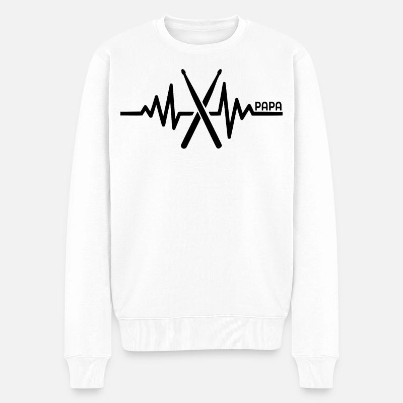 Papa Schlagzeuger - Männer Premium Bio Pullover - Weiß
