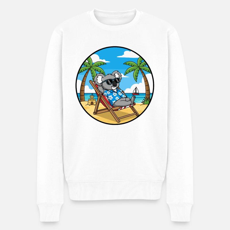 Coole Koala-Strandferien-Sommerstimmung - Männer Premium Bio Pullover - Weiß