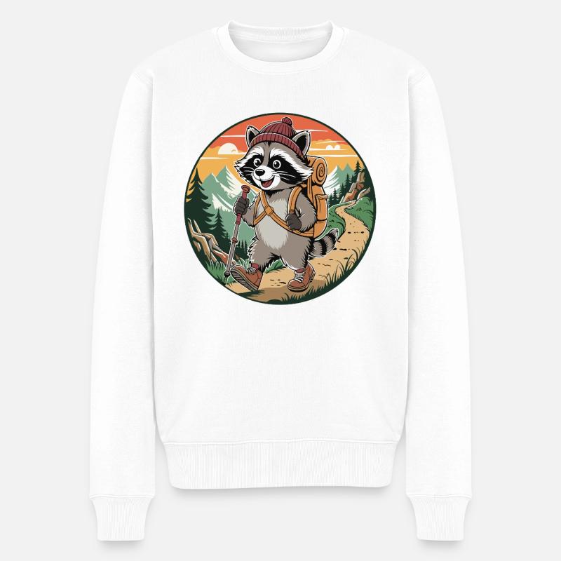 Joyeuse randonnée Aventure de Ratons Laveurs - Pull Premium bio Homme - blanc