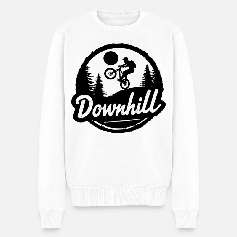 Logo du sentier VTT en descente - Pull Premium bio Homme - blanc