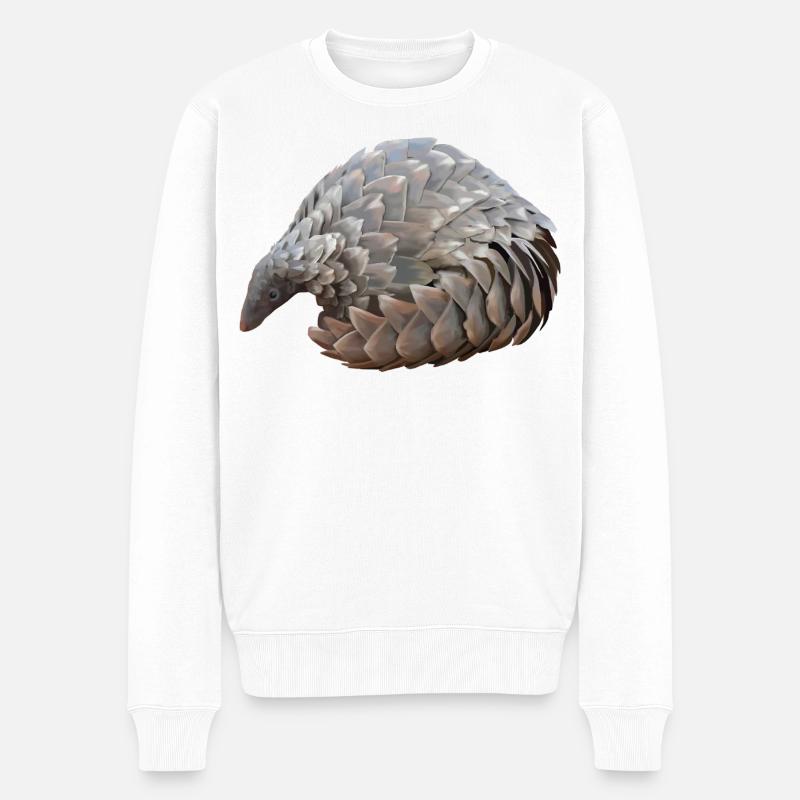 Handgezeichnete Pangolin - Männer Premium Bio Pullover - Weiß