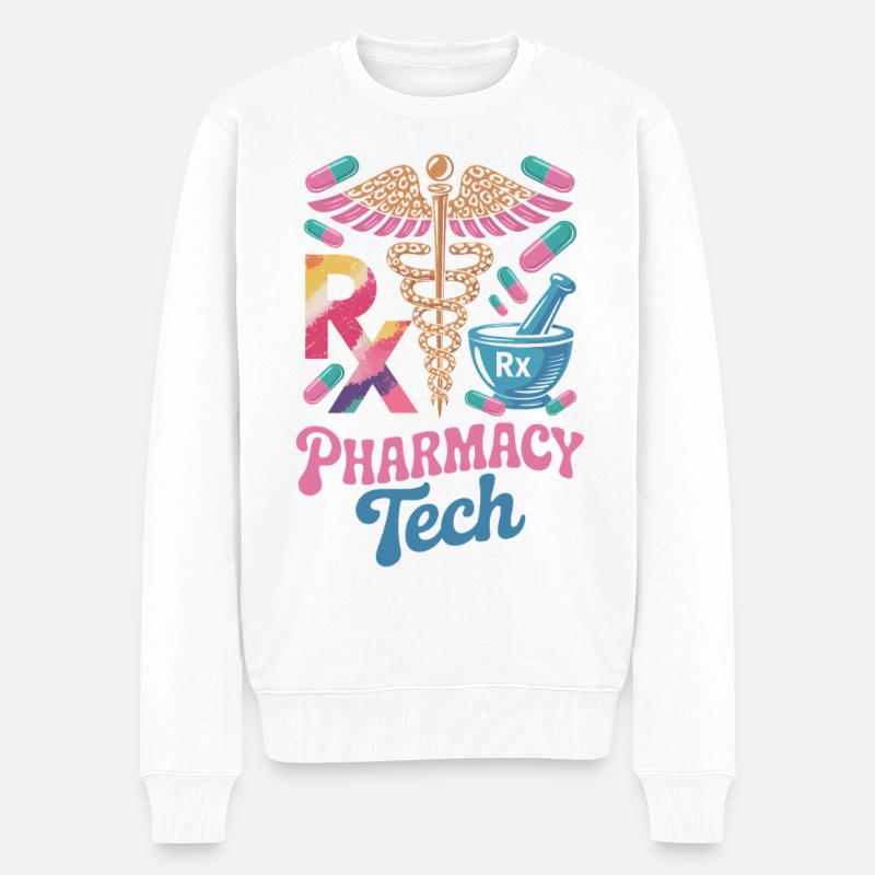 Rx Tech Pharmacy Art - Männer Premium Bio Pullover - Weiß