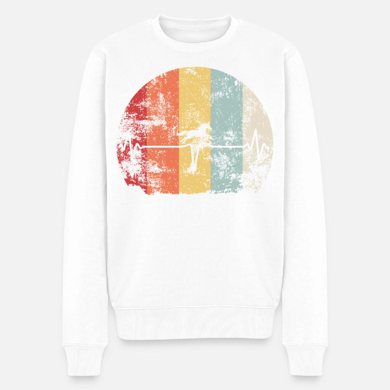Cheval Heartbeat dans Retro Rainbow - Pull Premium bio Homme - blanc