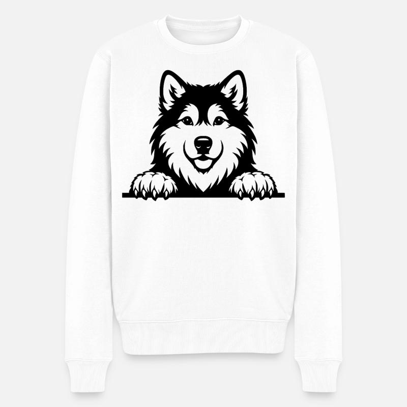 Alaskan Malamute Welpe schwarz - Männer Premium Bio Pullover - Weiß