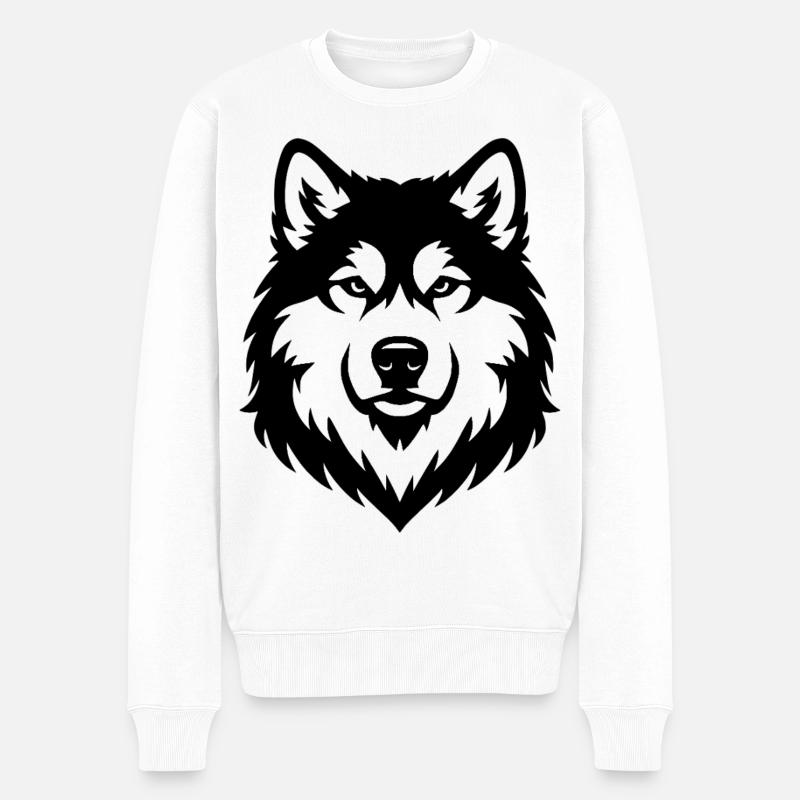 Alaskan Malamute schwaz - Männer Premium Bio Pullover - Weiß