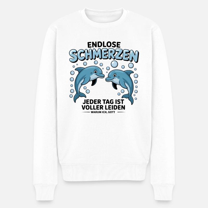 Douleurs sans fin - Mèmes allemands drôles - Pull Premium bio Homme - blanc
