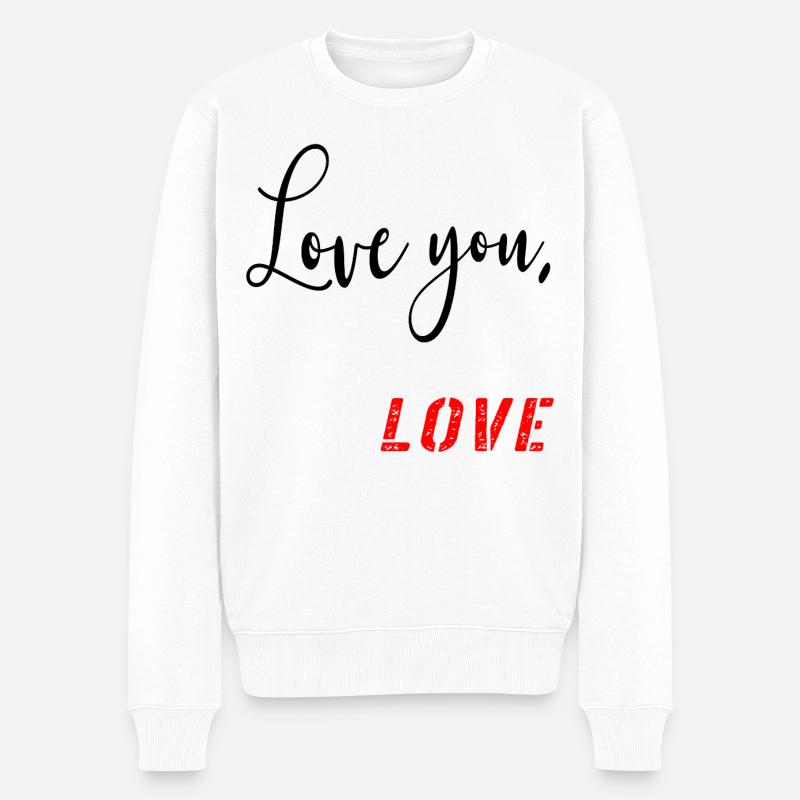 Valentinstag – Love You-Botschaft - Männer Premium Bio Pullover - Weiß