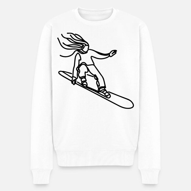 Snowboarderin - Männer Premium Bio Pullover - Weiß