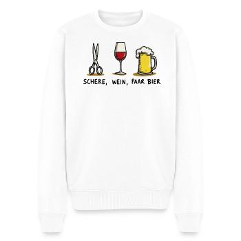 Schere Wein Paar Bier Lustiges Party Wortspiel - Männer Premium Bio Pullover - Weiß - Vorne - Thijin (182cm)
