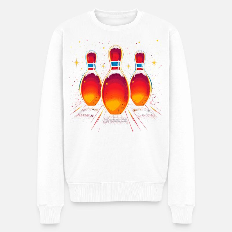 Bowling Vaporwave - Männer Premium Bio Pullover - Weiß