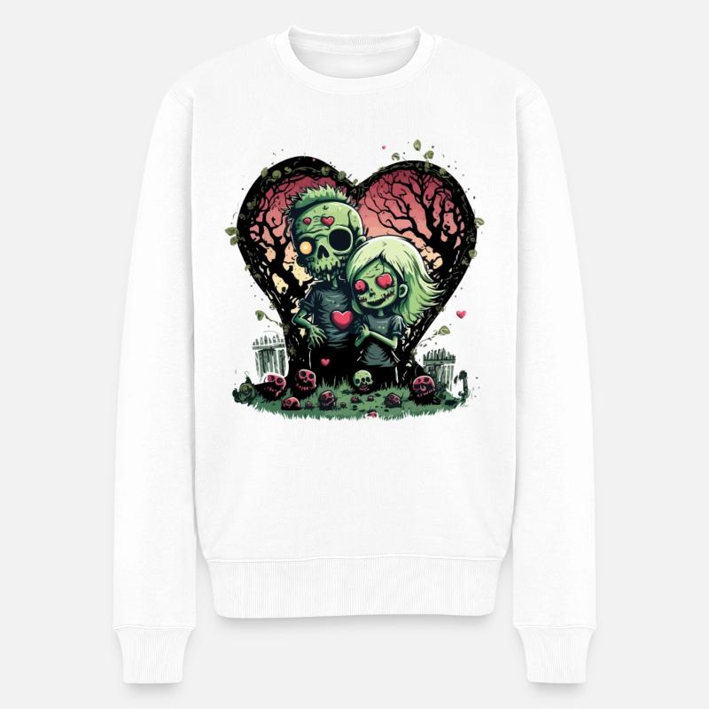 Valentine Zombie Love - Männer Premium Bio Pullover - Weiß
