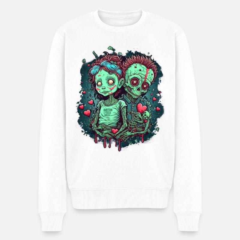 Valentine Zombie Love - Männer Premium Bio Pullover - Weiß