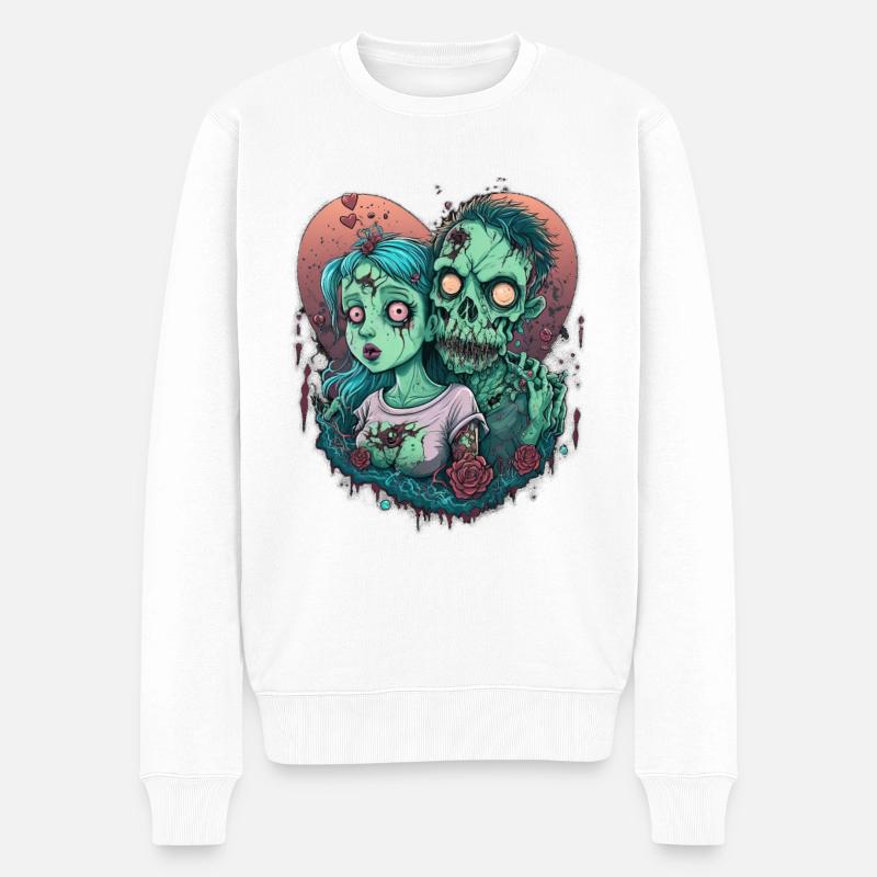 Valentine Zombie Love - Männer Premium Bio Pullover - Weiß