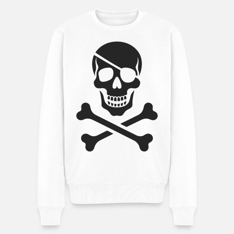 Le classique Jolly Roger Pirate Scream - Pull Premium bio Homme - blanc