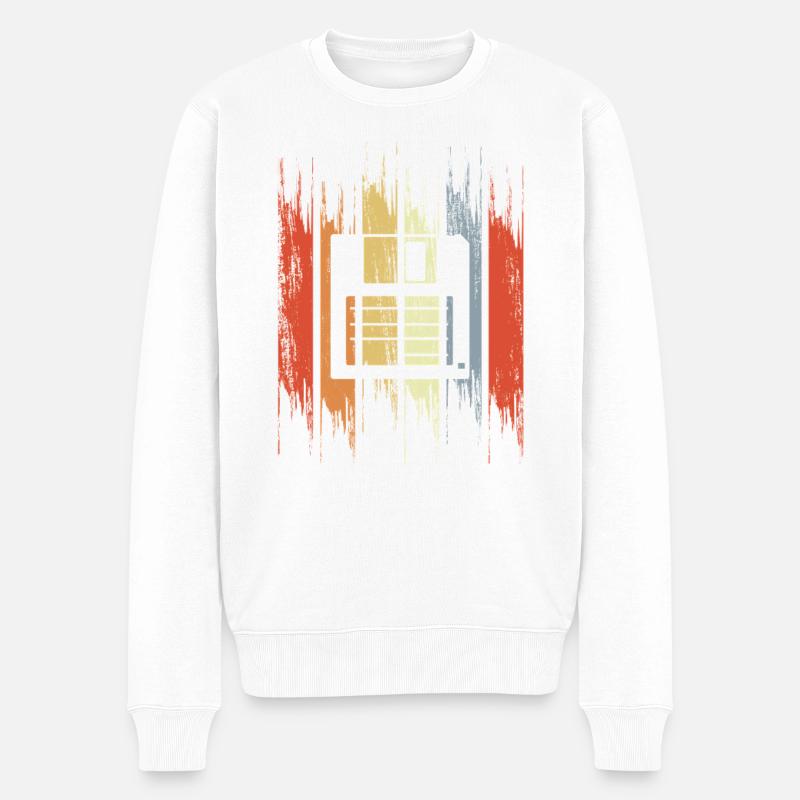 Retro Diskette - Männer Premium Bio Pullover - Weiß