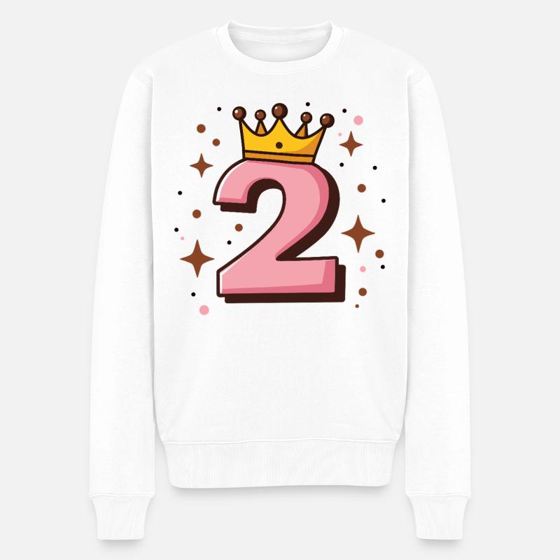 Königliche rosa Zahl 2 - Männer Premium Bio Pullover - Weiß