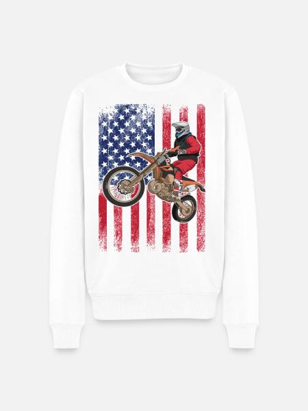 Dirt Biking USA Flag  - Men's Premium Organic Jumper - white