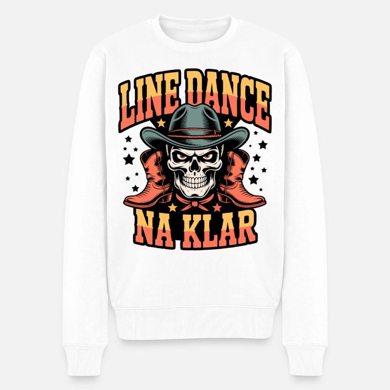 Line Dance Schädel Rodeo - Männer Premium Bio Pullover - Weiß