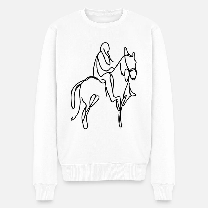 Reiter Zeichnung - Männer Premium Bio Pullover - Weiß