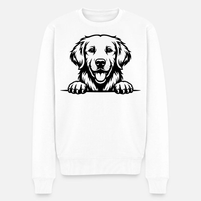 Golden Retriever mit Pfoten - Männer Premium Bio Pullover - Weiß