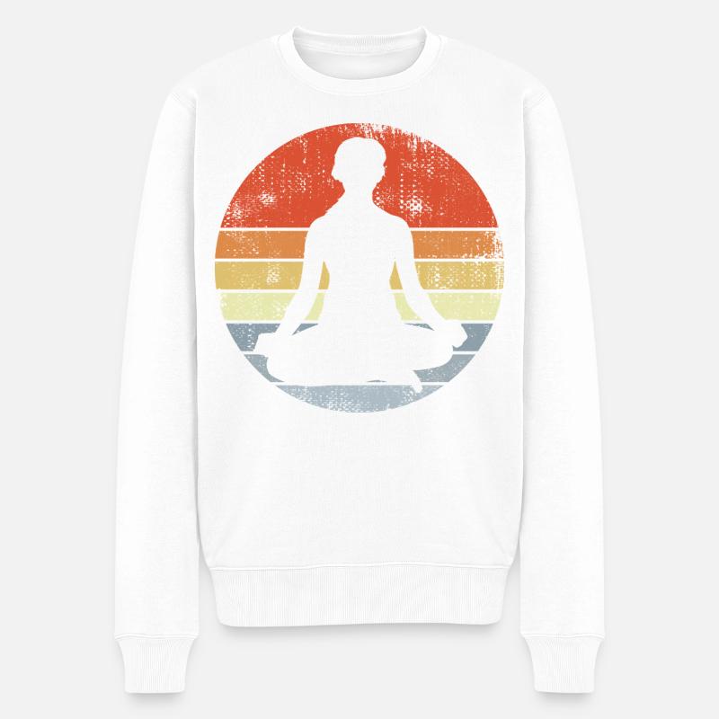 Yogi Zeichnung - Männer Premium Bio Pullover - Weiß