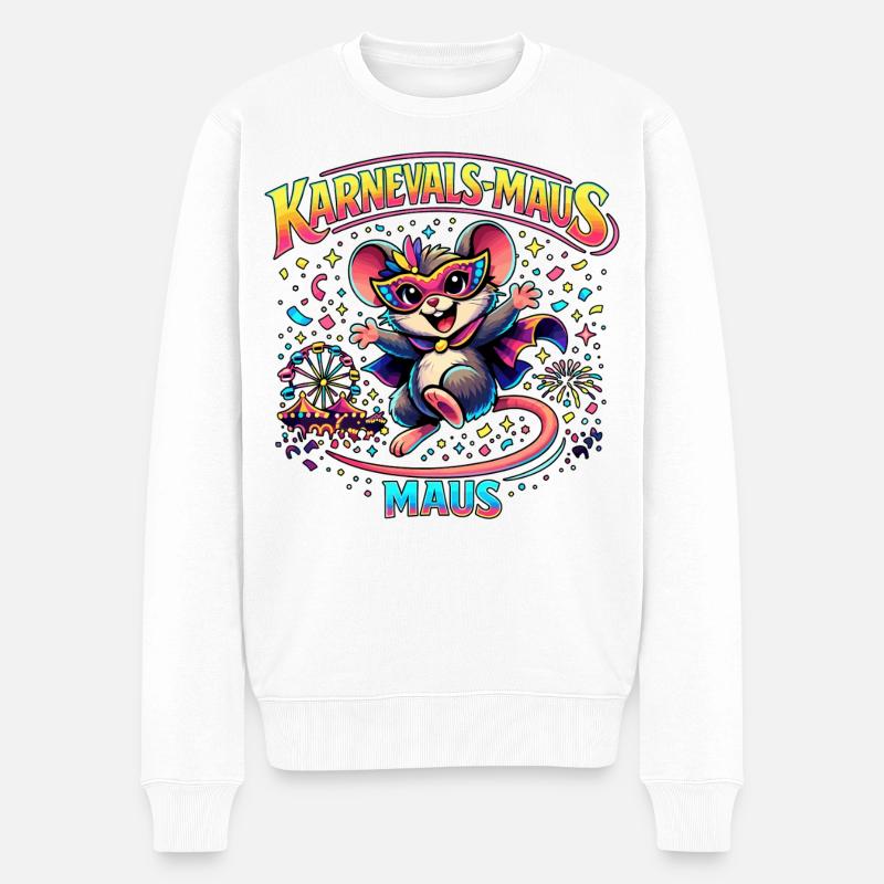 Karnevalsmaus Fasching Kostüm Niedlich Geschenk - Männer Premium Bio Pullover - Weiß