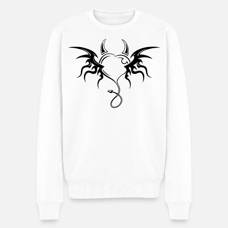 Teufelsherz - Männer Premium Bio Pullover - Weiß