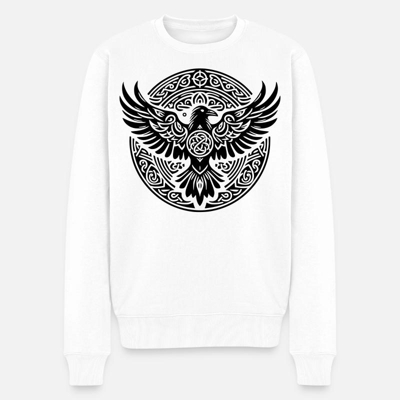 Raven Triskel – Schwarze Stille - Männer Premium Bio Pullover - Weiß