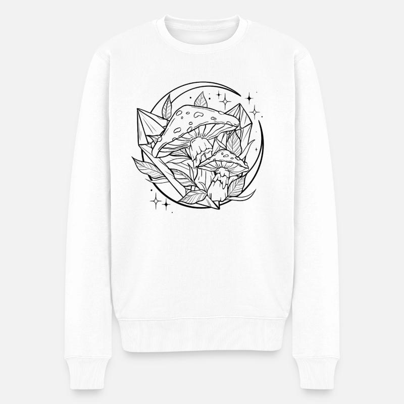 Witchy Toadstool with Magic Crystal - Men's Premium Organic Jumper - white